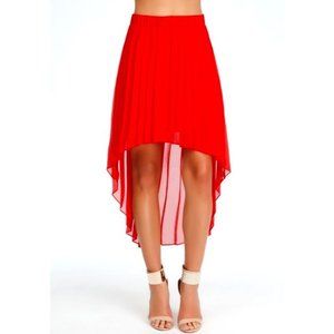 💥GORGEOUS!💥 Red High-low Pleated Chiffon Skirt